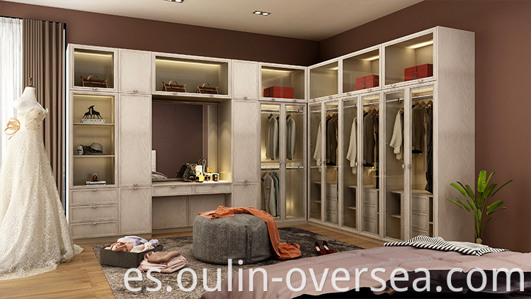 sliding doors wood bedroom closet with dressing table